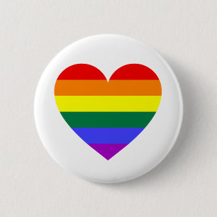 Badge Rond 5 Cm Coeur arc-en-ciel du Gay pride LGBT
