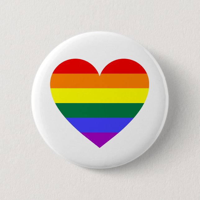 Badge Rond 5 Cm Coeur arc-en-ciel du Gay pride LGBT (Devant)