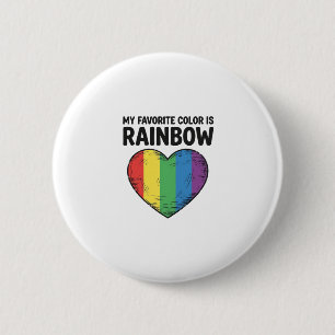 Badge Rond 5 Cm Cœur Arc-en-ciel Gravure Vintage Couleur Préférée