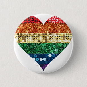 Badge Rond 5 Cm coeur arc-en-ciel lgbt
