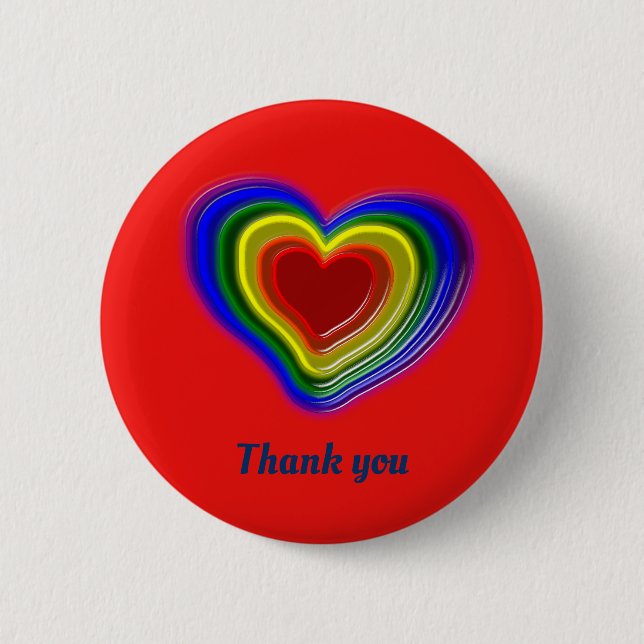 Badge Rond 5 Cm coeur arc-en-ciel, personnalisation (Devant)