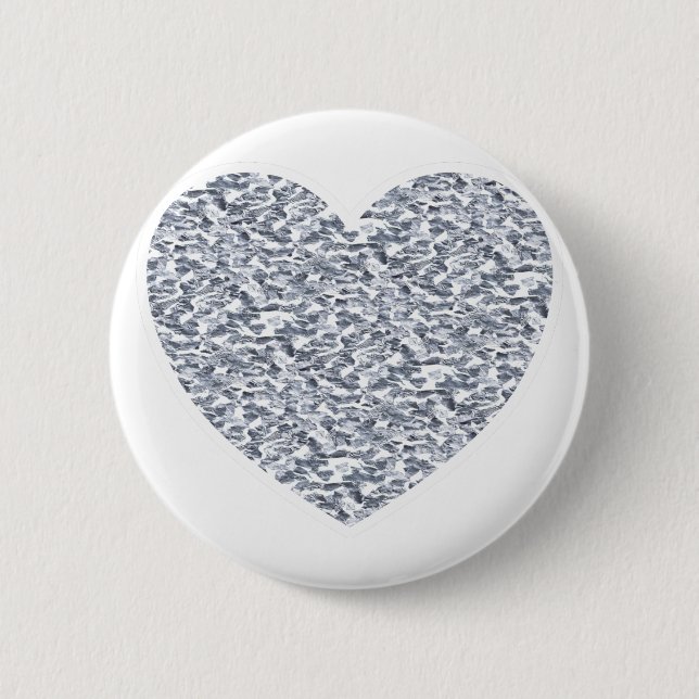 Badge Rond 5 Cm Coeur argenté (Devant)