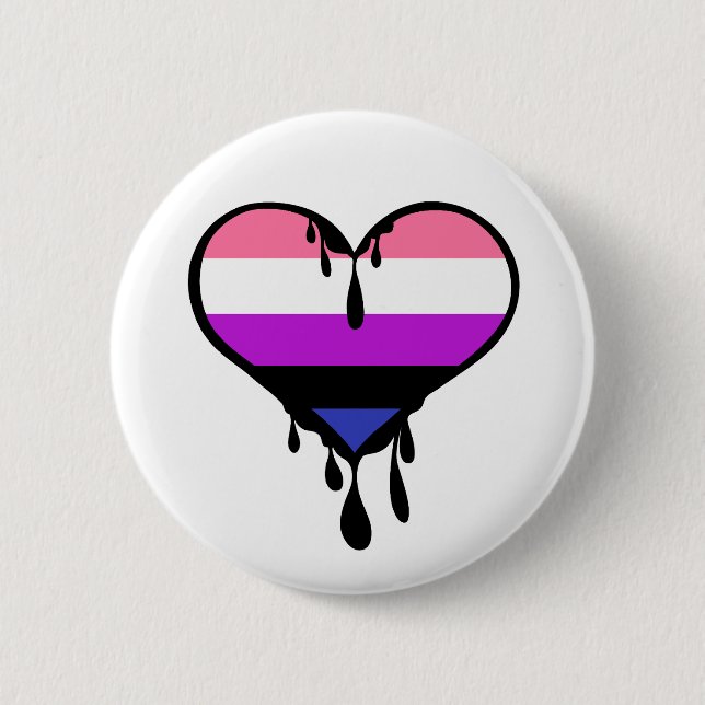 Badge Rond 5 Cm Coeur aspirant Genderfluide Fierté (Devant)
