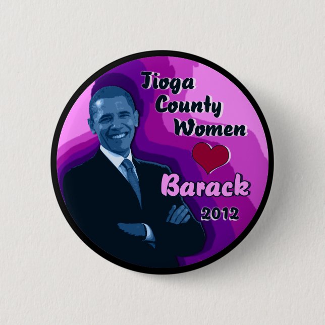 Badge Rond 5 Cm Coeur Barack de femmes du comté de Tioga 2012 (Devant)
