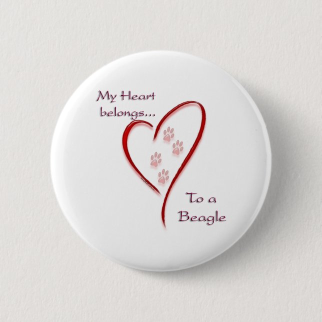 Badge Rond 5 Cm Coeur beagle Appartient (Devant)