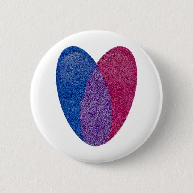 Badge Rond 5 Cm Coeur bisexuel (Devant)
