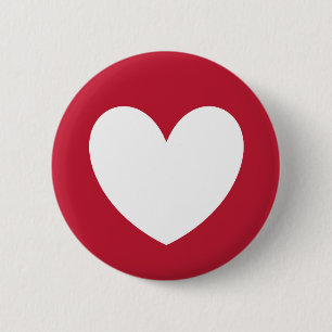 Badge Rond 5 Cm Coeur blanc en rouge
