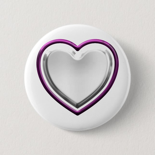 Badge Rond 5 Cm Coeur blanc violet (Devant)
