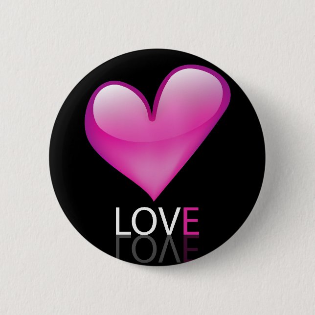 Badge Rond 5 Cm Coeur brillant (Devant)