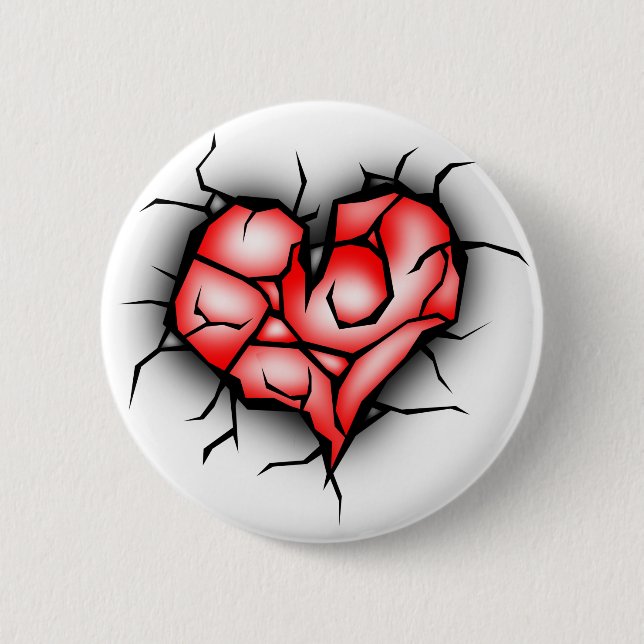 Badge Rond 5 Cm Coeur brisé et brisé (Devant)