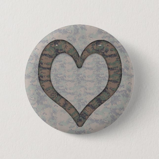 Badge Rond 5 Cm Coeur Camouflage numérique Woodland sur Camo (Devant)