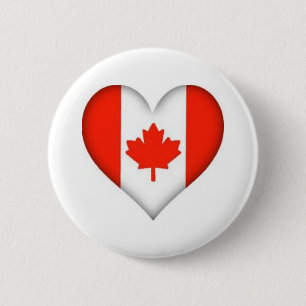 Badge Rond 5 Cm Coeur canadien de drapeau