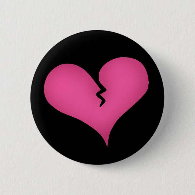 Badge Rond 5 Cm Coeur cassé rose noir triste style mignon (Devant)