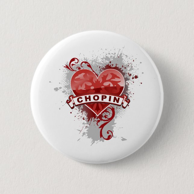 Badge Rond 5 Cm Coeur Chopin (Devant)