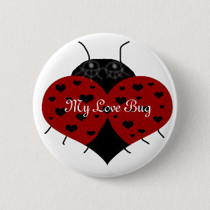 Badge Rond 5 Cm Coeur coccinelle, bouton My Love Bug