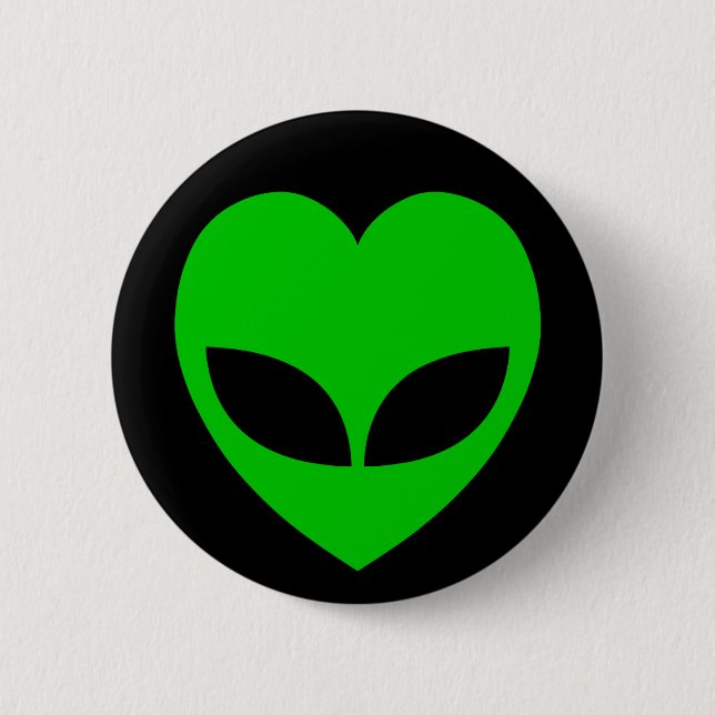 Badge Rond 5 Cm Coeur d'amour Alien (Devant)