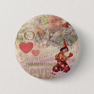 Badge Rond 5 Cm Cœur d'amour Chérubin de la Saint-Valentin