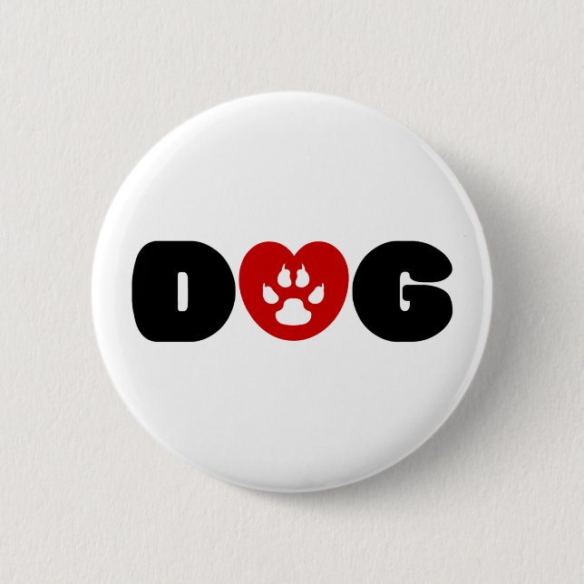 Badge Rond 5 Cm Coeur d'amour de chien (Devant)