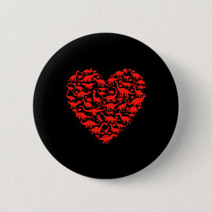 Badge Rond 5 Cm Cœur d'amour de dinosaure T Rex mignon pour la Sai