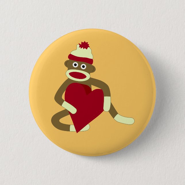 Badge Rond 5 Cm Coeur d'amour de singe de chaussette (Devant)