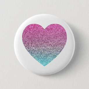 Badge Rond 5 Cm Coeur d'amour grand rose personnalisé