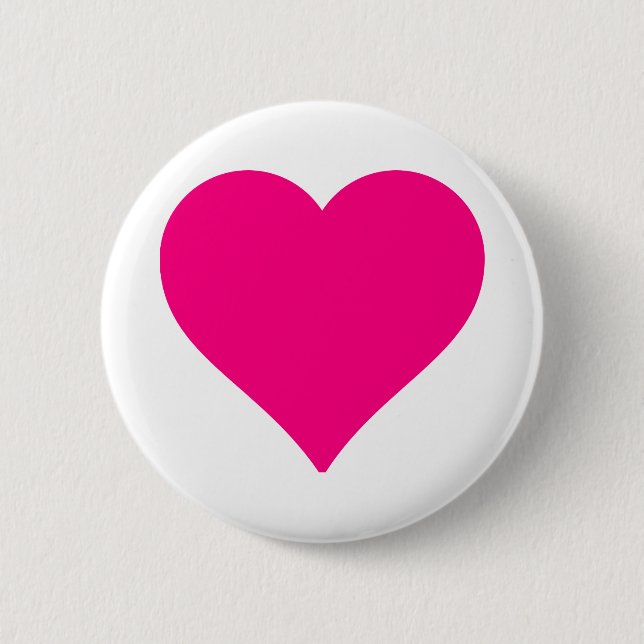 Badge Rond 5 Cm Coeur d'amour grand rose personnalisé (Devant)