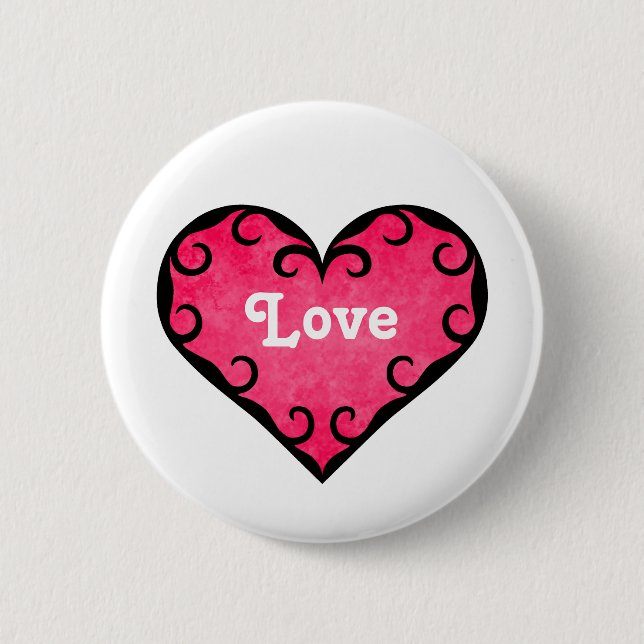 Badge Rond 5 Cm Coeur d'amour rose (Devant)