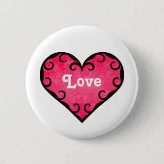 Badge Rond 5 Cm Coeur d'amour rose