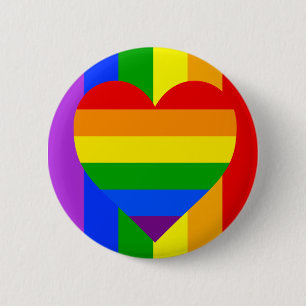Badge Rond 5 Cm "COEUR d'ARC-EN-CIEL" 2,25 pouces