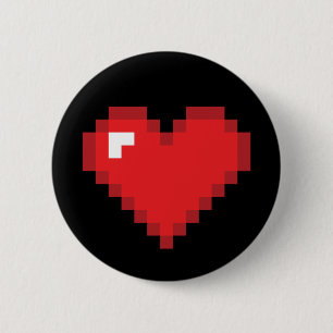 Badge Rond 5 Cm Coeur de 8 bits