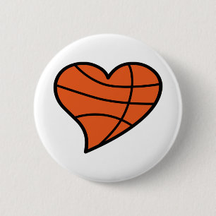 Badge Rond 5 Cm Coeur de basket-ball