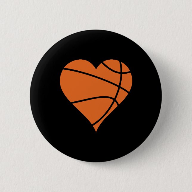Badge Rond 5 Cm Coeur de basket-ball 2 (Devant)
