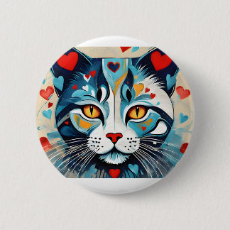 Badge Rond 5 Cm Coeur de chat