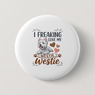 Badge Rond 5 Cm Cœur de chien Westie Fous d'amour Pattes_1