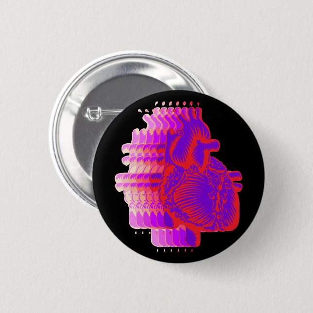 Badge Rond 5 Cm Coeur de course (Devant & derrière)