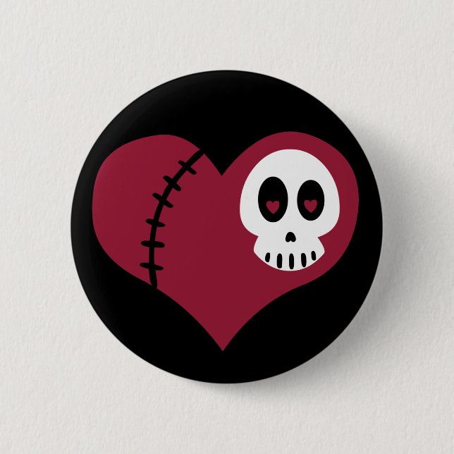 Badge Rond 5 Cm Coeur de crâne (Devant)