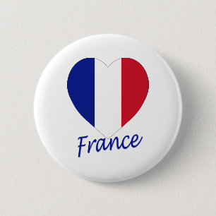 Badge Rond 5 Cm Coeur de drapeau de la France