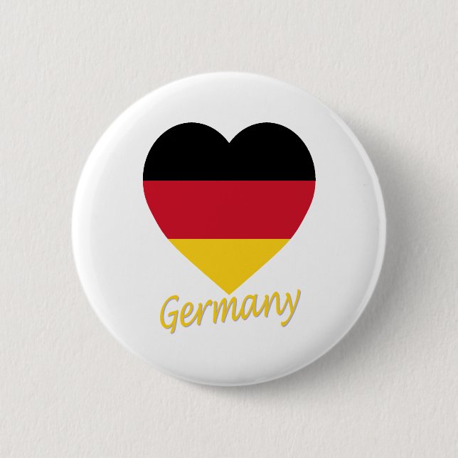 Badge Rond 5 Cm Coeur de drapeau de l'Allemagne (Devant)