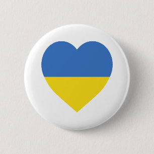Badge Rond 5 Cm Coeur de drapeau de l'Ukraine