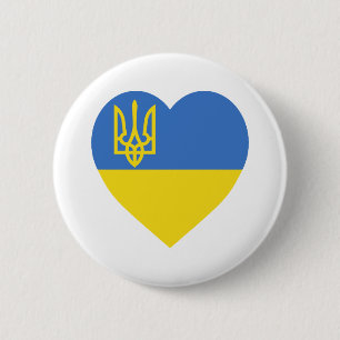 Badge Rond 5 Cm Coeur de drapeau de l'Ukraine