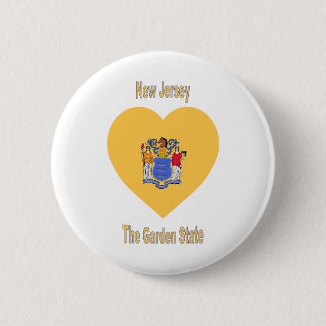 Badge Rond 5 Cm Coeur de drapeau de New Jersey (Devant)