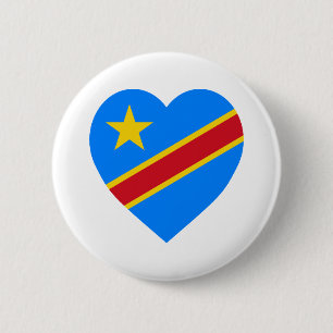 Badge Rond 5 Cm Coeur de drapeau de République Democratic du Cong