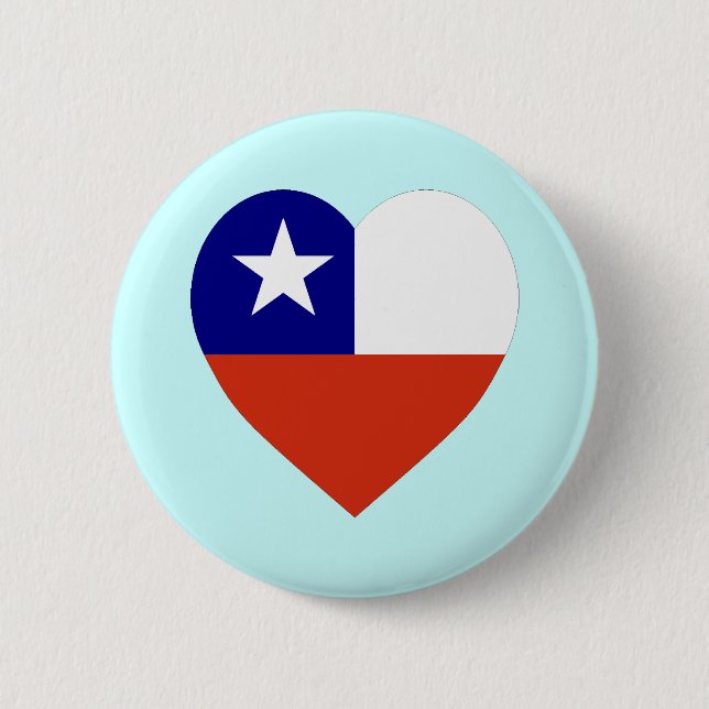 Badge Rond 5 Cm Coeur de drapeau du Chili (Devant)