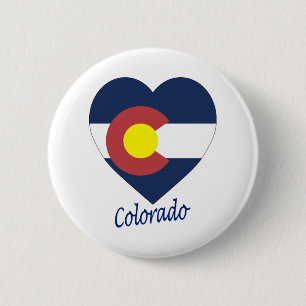 Badge Rond 5 Cm Coeur de drapeau du Colorado
