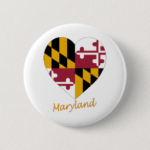 Badge Rond 5 Cm Coeur de drapeau du Maryland