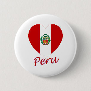 Badge Rond 5 Cm Coeur de drapeau du Pérou