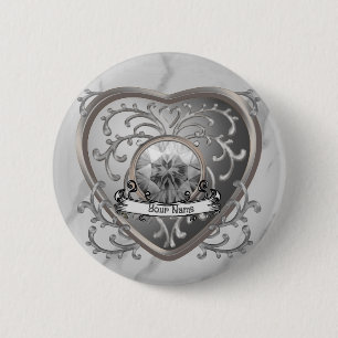 Badge Rond 5 Cm Cœur de Fée en Argent Personnalisé avec Bijou