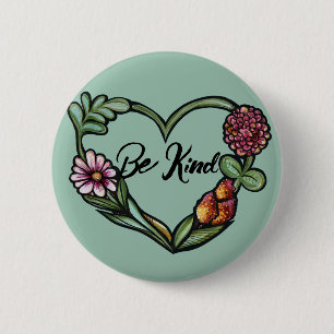 Badge Rond 5 Cm Coeur de fleurs