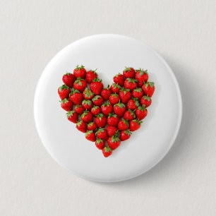Badge Rond 5 Cm Cœur de Fraise