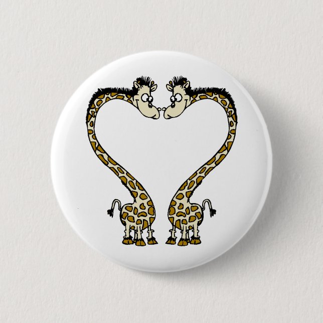 Badge Rond 5 Cm Coeur de Giraffee de Saint-Valentin (Devant)